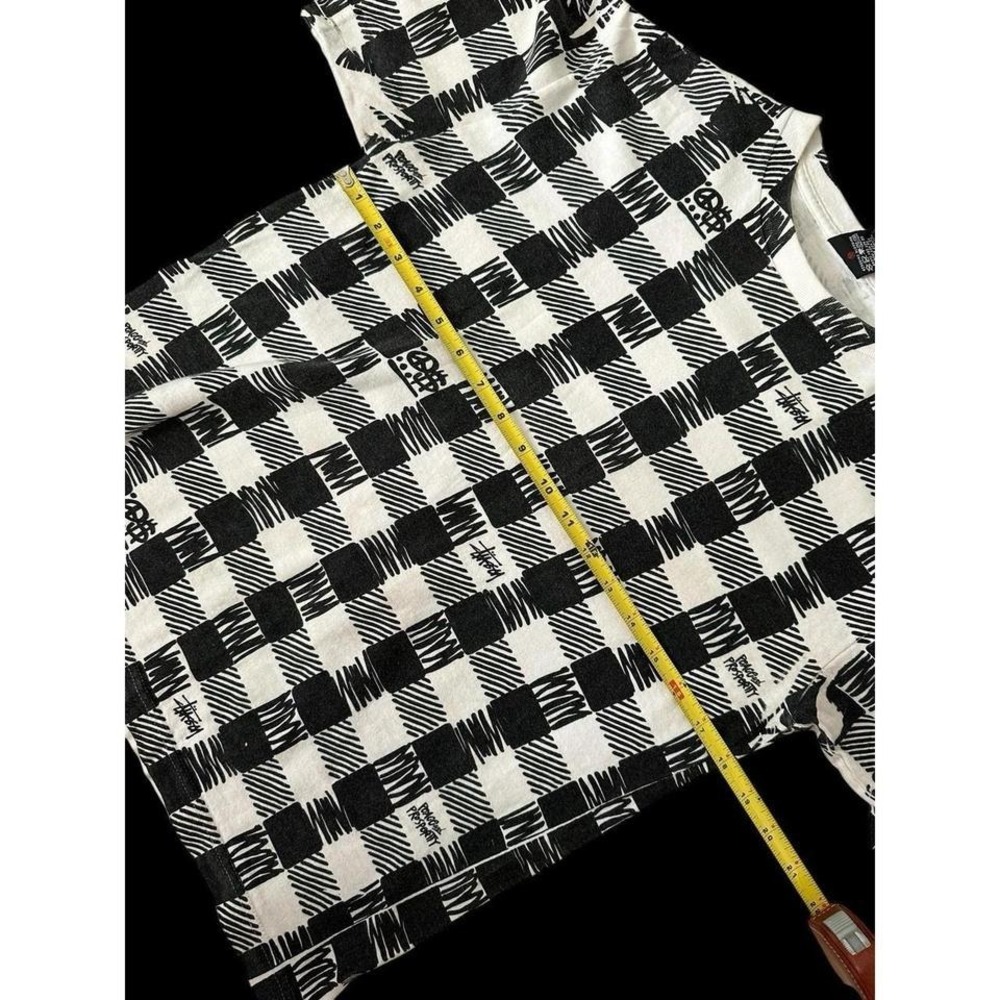 Vintage 90's‎ Stussy AOP Men's Small Tee T-Shirt Checkered Skater Streetwear - Picture 8 of 8